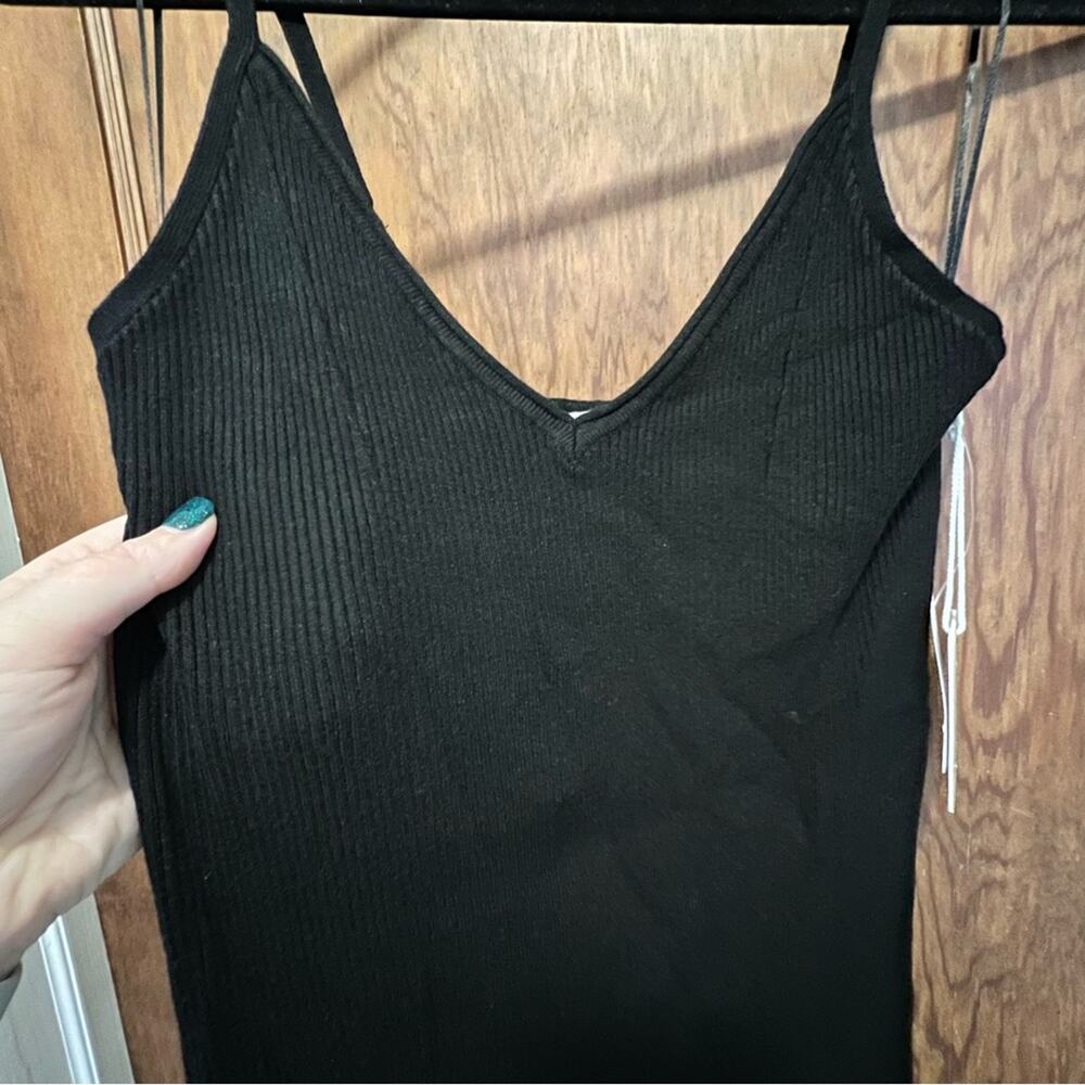 NWT Good American Rib Midi Tank Dress Black size 0 XS - Picture 4 of 10